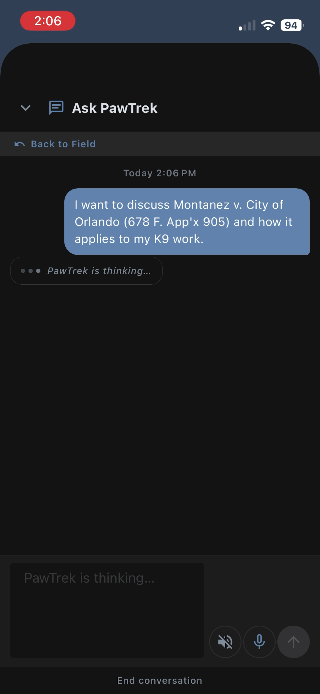 Ask PawTrek chat